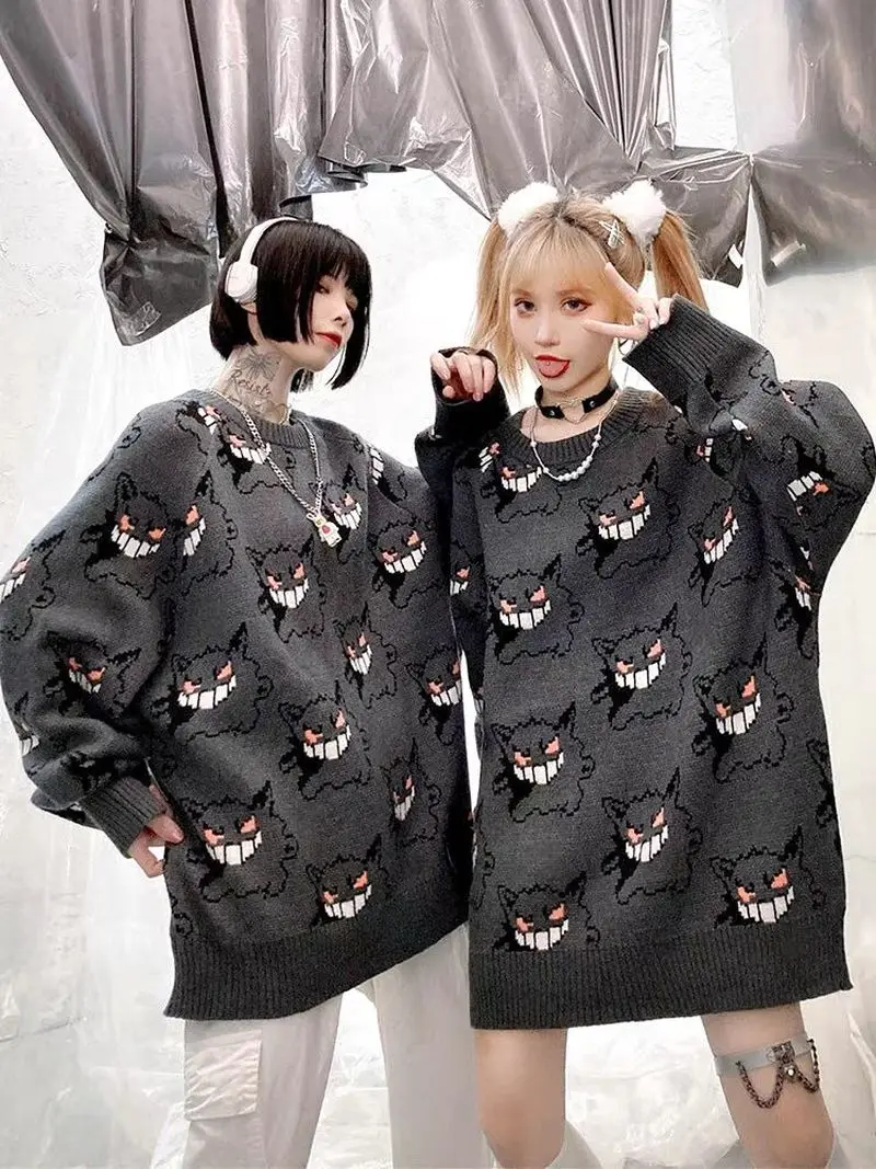 Anime Pokemon Gengar Sweater Women Harajuku Pattern Pullover Loose Korean  Style Autumn Winter Fashion Warm Knitted Sweaters - AliExpress