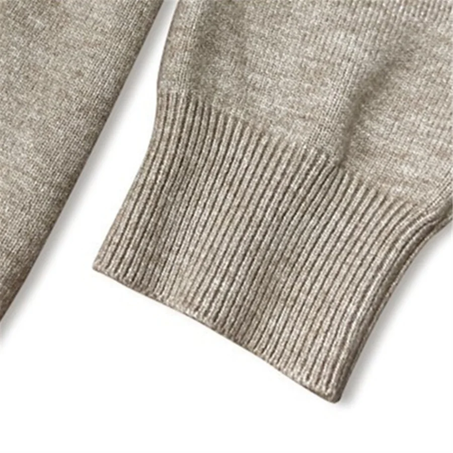 Men\'s Mock Neck 100% Woolen Sweater Autumn Winter Soft Cashmere Knitwear Men Pullover Knitted Warm Sweaters Solid Slim Tops