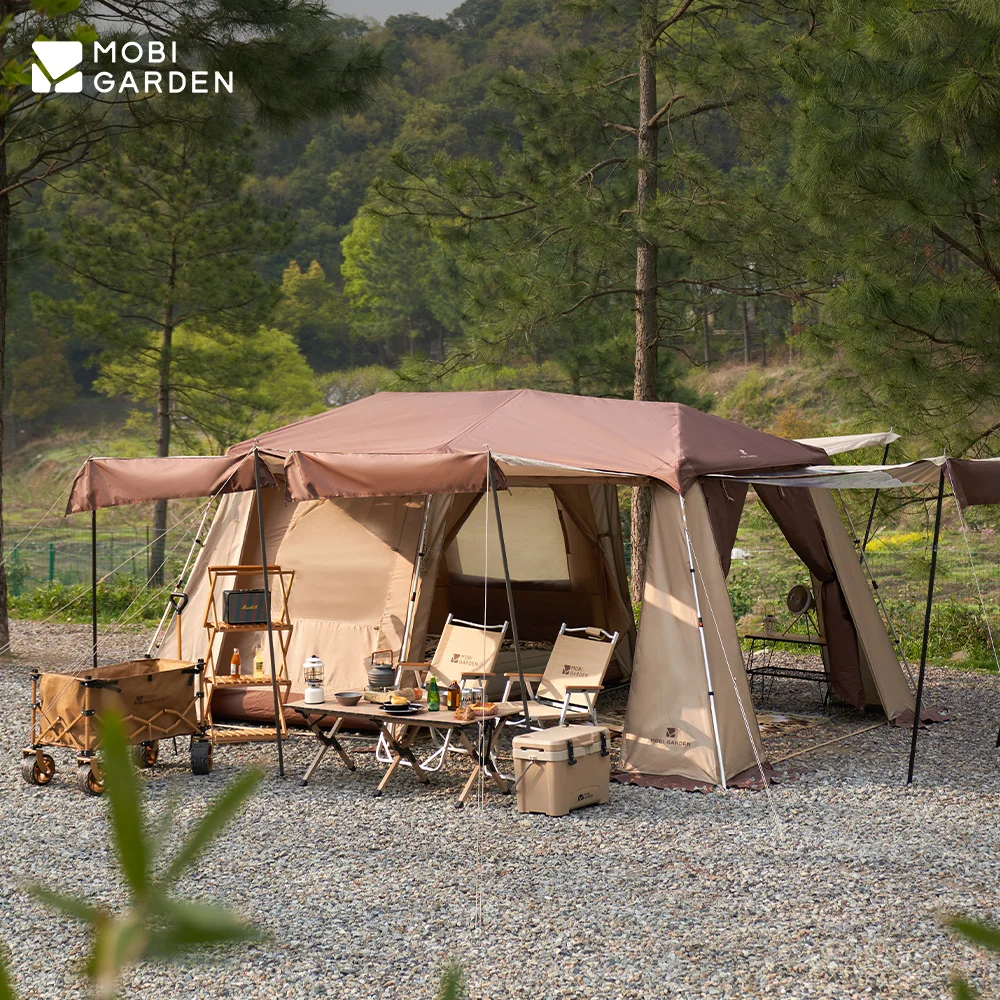 MOBI GARDEN 모비가든 캠핑 원터치텐트 Holiday Residence13 장박 넓은 공간 방수 방풍 차양 경량 알루미늄 폴대
