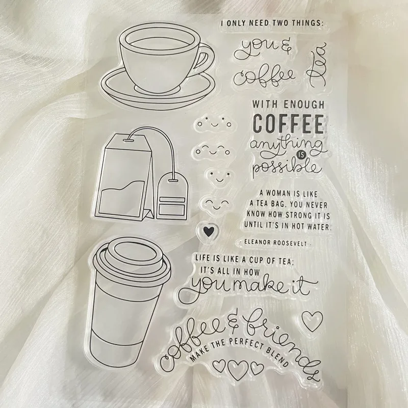 Coffee Cup Bottle Clear Rubber Stamps Transparent Silicone Stamp Seal Sheet For Scrapbooking Photo Album Decoration