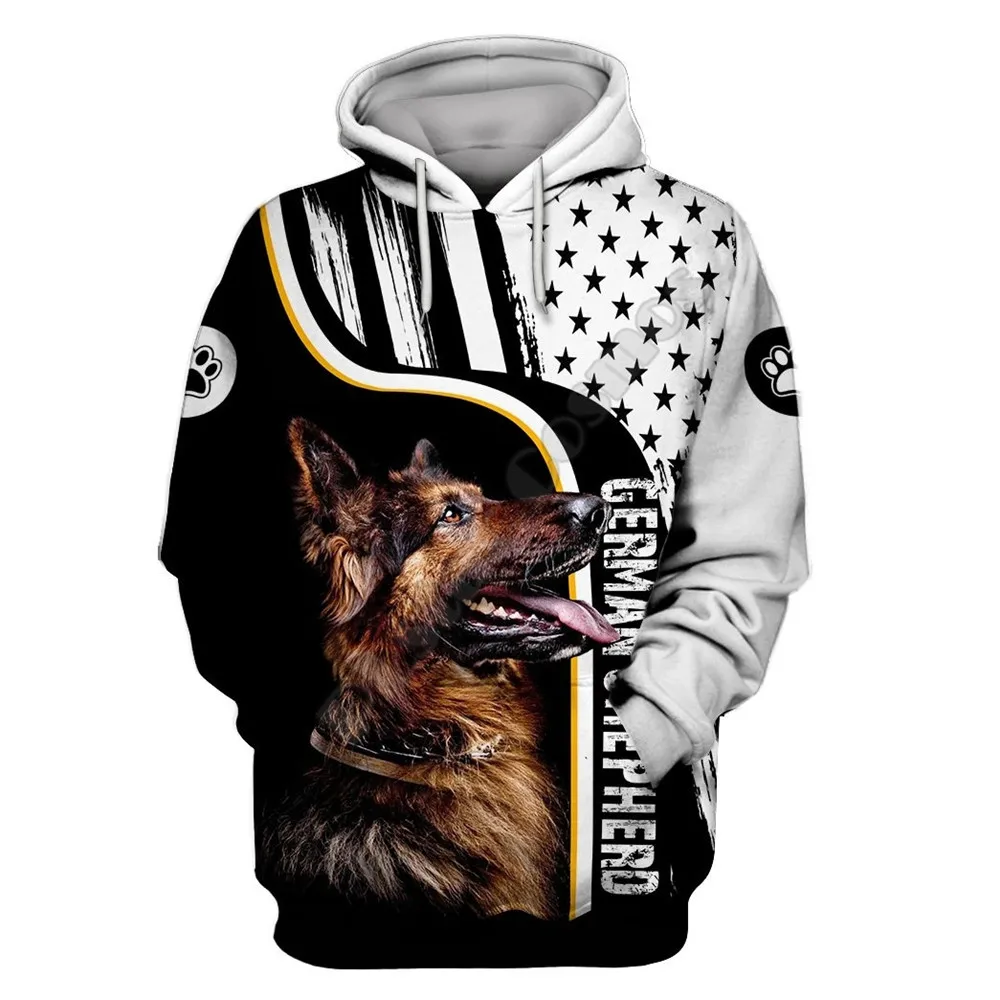 thumbnail image 1 of Nunca subestimes a un anciano con un pastor alemán Sudadera con capucha con estampado 3D por todas partes Chándal de calle Love Dog 01, 1 of 4