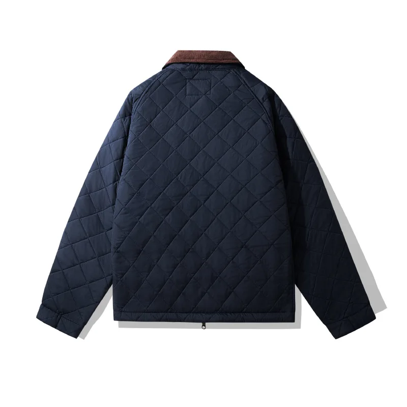 OKONKWO quilted jacket men's retro solid color corduroy lapel coat thick windproof warm workwear jacket autumn and winter 2