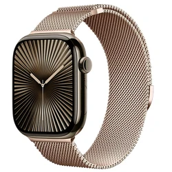 Sleek Metal Milanese Magnetic Watch Bracelet Strap for Serise 11 - 10 42mm (Retro gold)