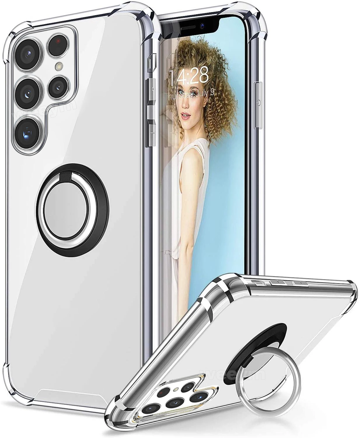 S23 S22 Ultra S 23 Custodia Ultra Airbag Custodia Trasparente Con Anello Per Samsung Galaxy S22 S21 S20 Ultra Plus S22 S21 S20 Cover Morbida