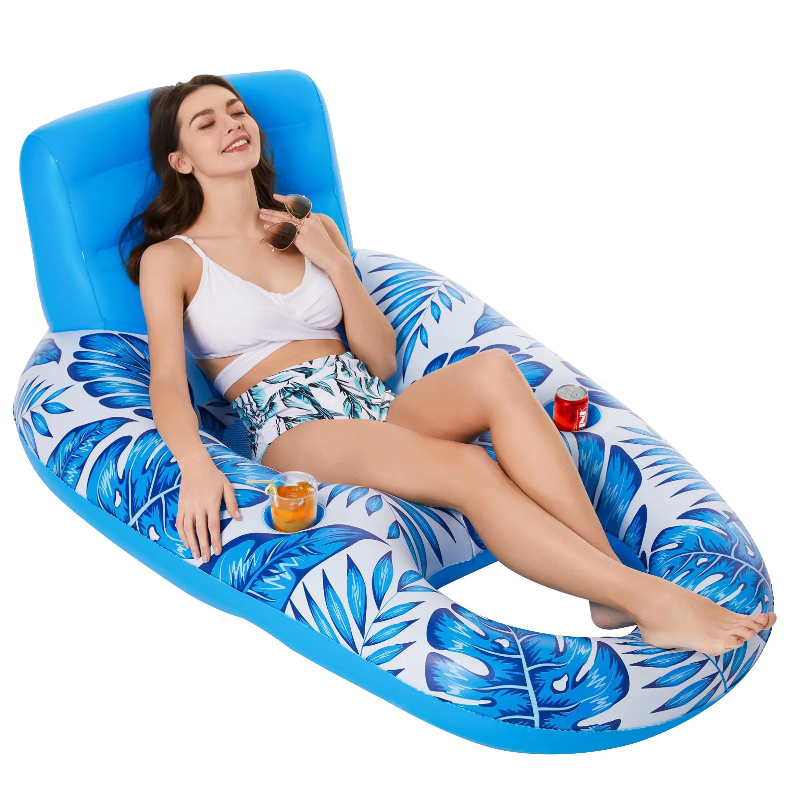 Pool Floating Chair Inflatable Pool Floating Backrest Chairs Multifunctional Water Sports Floating Seat Foldable Durable Adults for Beach Pool Party