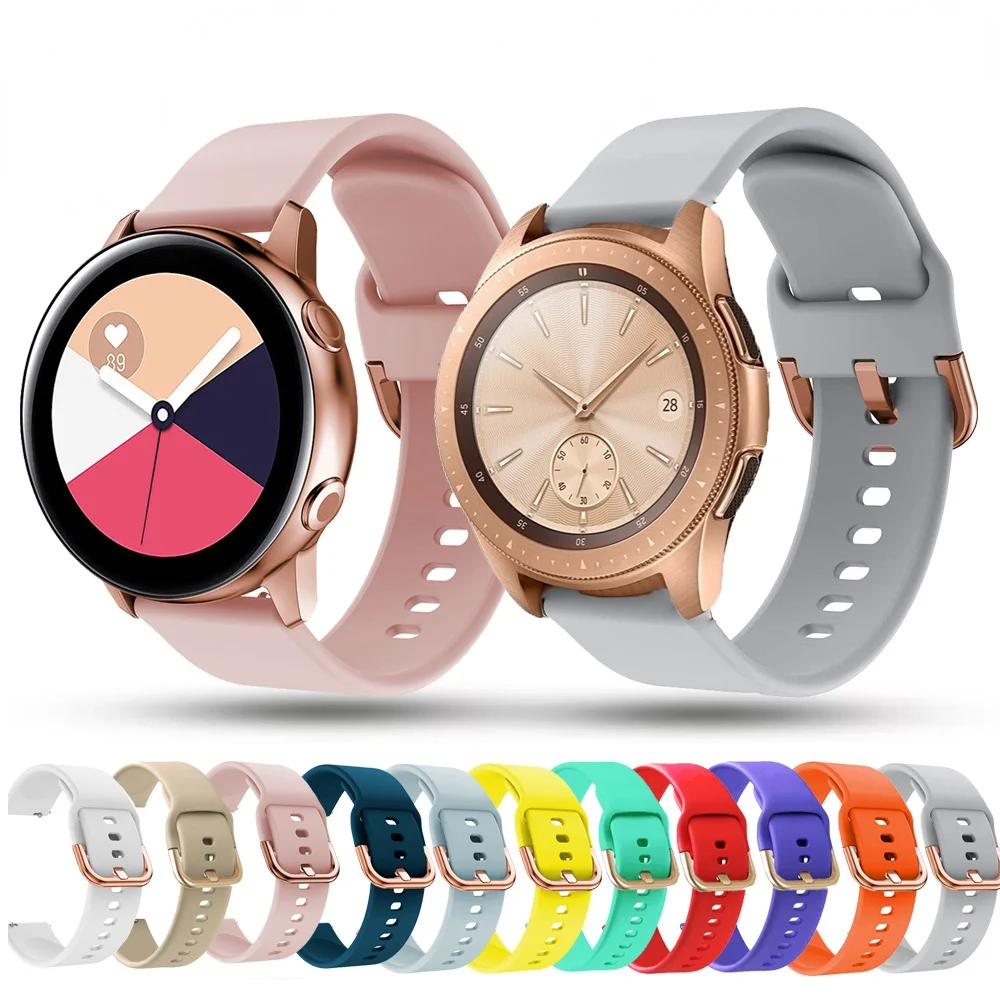Rose Gold Buckle Silicone Wristband Strap, 20mm/22mm