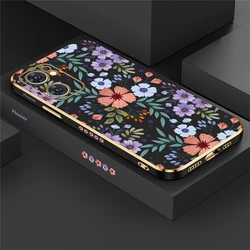 Elegant Shockproof Silicone Flower Case - Premium Protective Plating Design for F15 (Black-257)