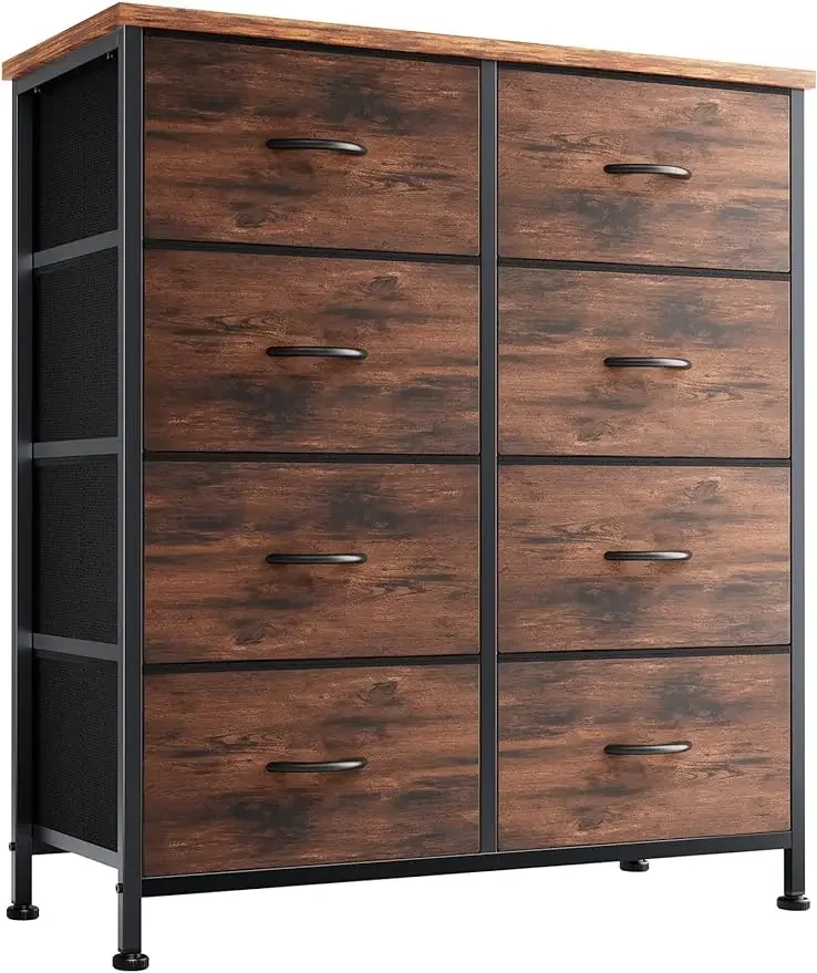 

Комод для спальни, 8 элементов, органайзер для хранения одежды, гостиной, шкафа, стальная рама, деревянная поверхность