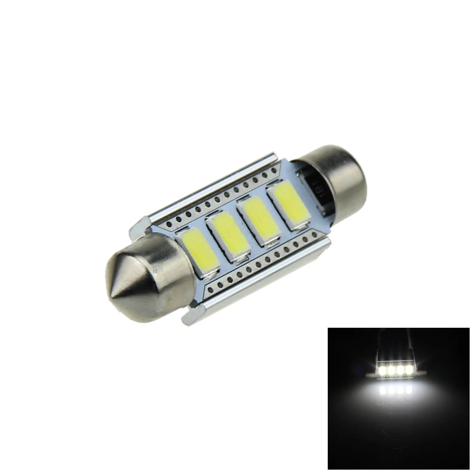 

1x White Car 42MM Festoon Light Map Blub Canbus Error Free 4 Emitters 5630 SMD LED 211 I314-W