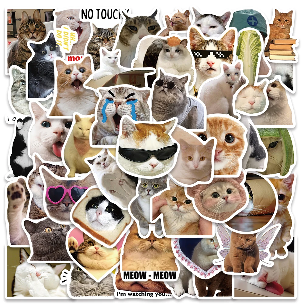 50pcs DIY Waterproof Graffiti Funny Cute Animals Pets Cats Stickers For Laptop Water Bottle Luggage Notebook Vinyl Decals