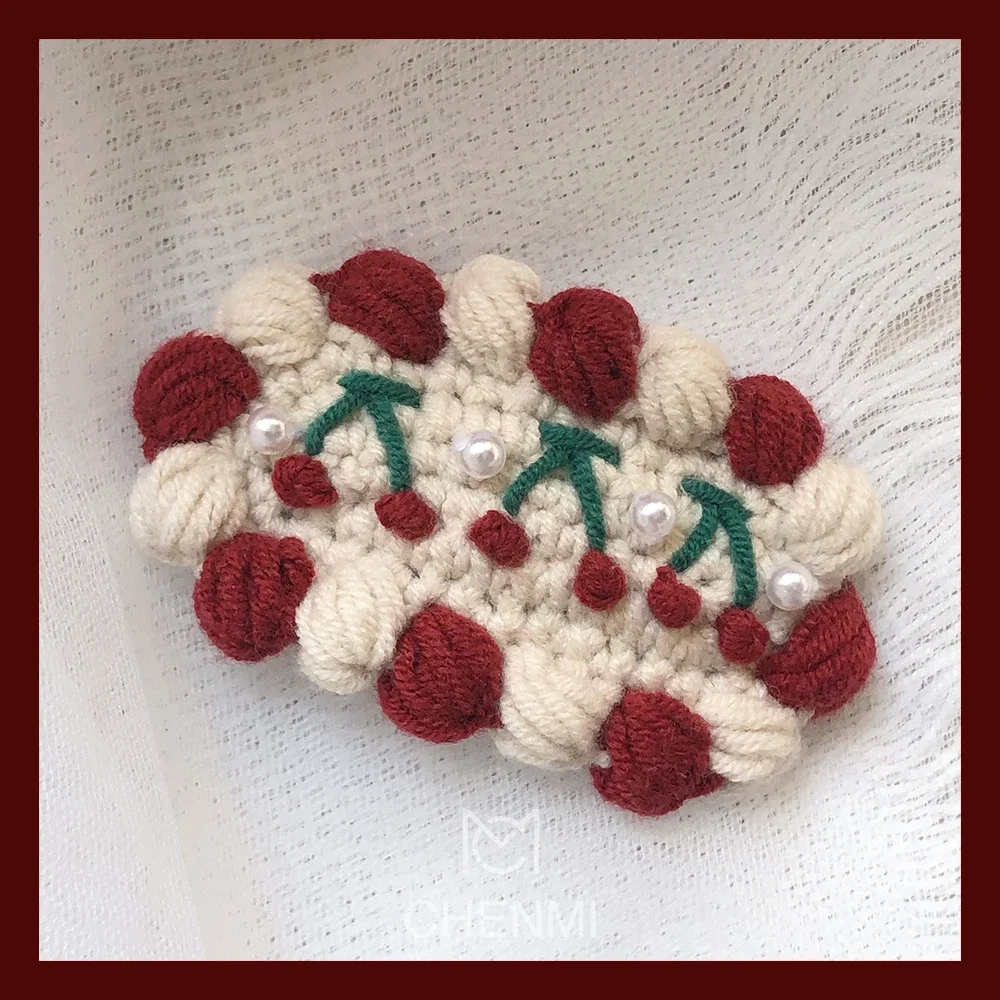1 Pcs Pure Handmade Red Woolen Knitted Bow Hairpin Bangs Clip Girl Flower BB Clip Side Barrettes Hair Accessories 6