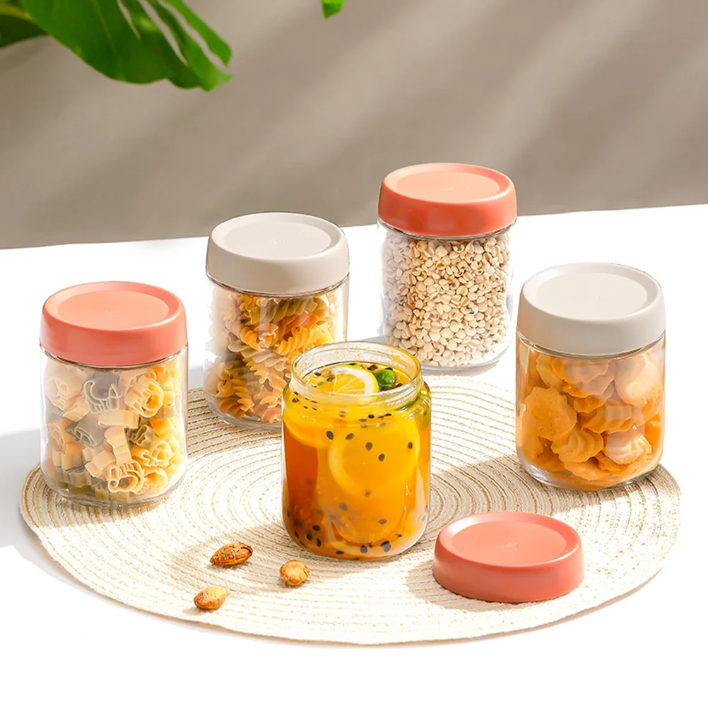 

2 Pcs Glass Jar Grain Container Food Containers with Lids Household Sugar Pp Canisters Airtight