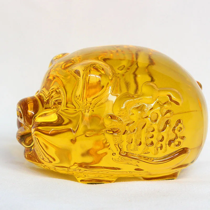 

New Glass Golden Pig Ornament Year of the Pig Mascot Fashion Business Gift Crystal Zodiac Pig