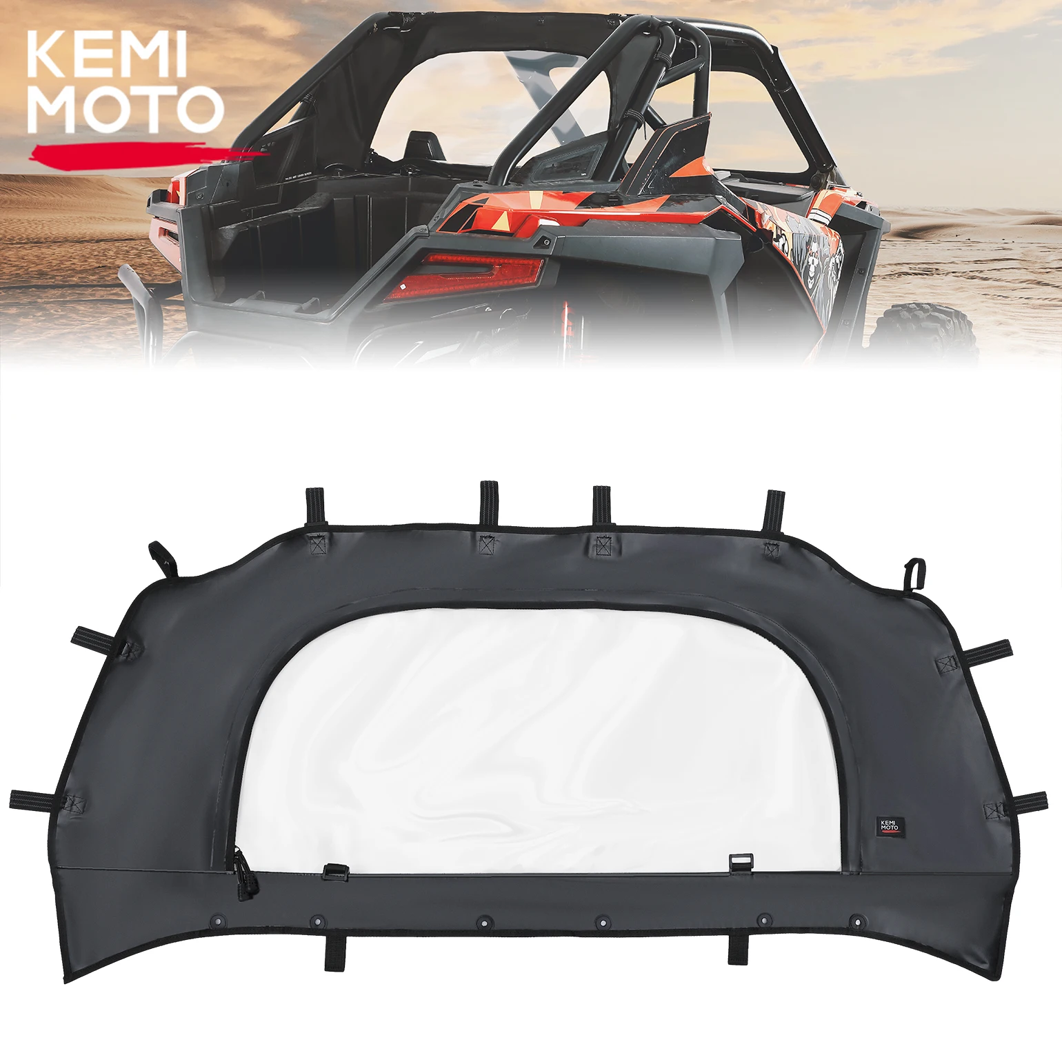 

Заднее мягкое ветровое стекло KEMIMOTO UTV, совместимое с Polaris RZR PRO XP /RZR Turbo R 2020-2023 2024, черное пылезащитное заднее стекло