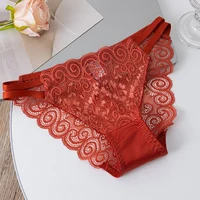 Culotte creuse en dentelle pour femmes, 1 pièce, en coton, respirant, confortable, Triangle, maille transparente, slip taille basse, sous-vêtements 5