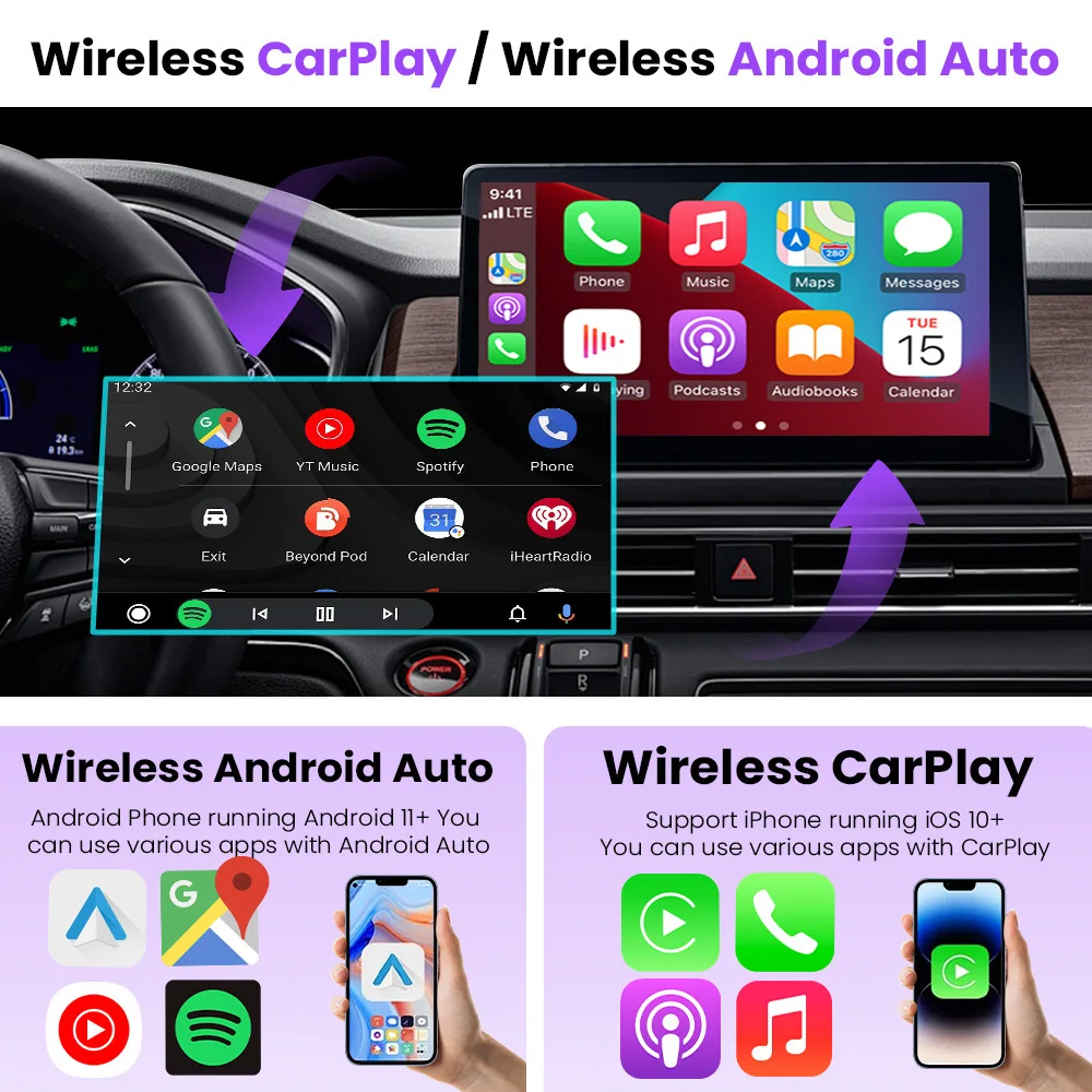 2 In 1 Wired To Wireless Carplay Android Auto Adapter For Iphone ,smart Mini Box With Usb Plug And Play, Alina Gadgets