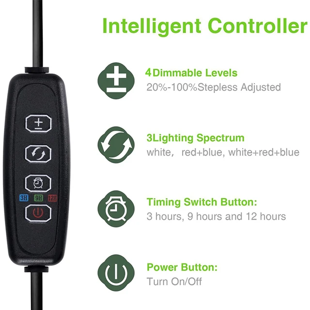 Növelje A Világos, Teljes Spektrumú Led Növényi Fényt Beltéri Növények Magasságához, Állítható Termesztési Lámpa 3/9/12H Tompítható Fényerővel - Image 6