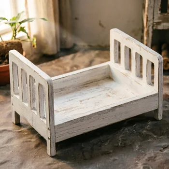 Divano per Posature Neonati, Letto in Legno Retrò, Accessori per Fotografia Neonatale, Sfondo Staccabile, Ricordo della Crescita del Bambino, per Uso in Studio