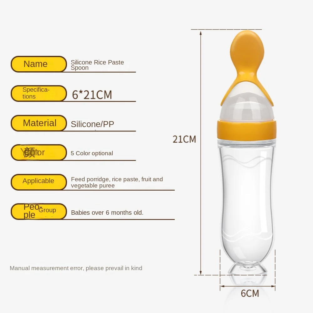 Safe Useful Silicone Baby Bottle with Spoon Food Supplement Rice Cereal Bottles Squeeze Spoon Milk Feeding Bottle Cup 6