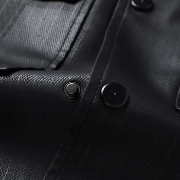 رجال الأعمال سترة جلدية الخريف الشتاء عادية بولي Leather الجلود السائق السترات للرجال Vintage دراجة نارية سترة موضة التلبيب معطف 5