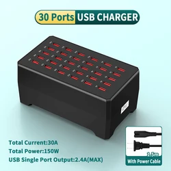 30 Ports 150W USB Charger Station Universal Mobile Phone Quick Charging for iPhone iPad Samsung Huawei Xiaomi