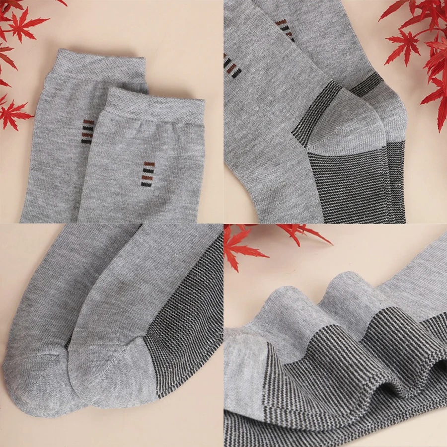 Casual black mid calf socks, 5 pairs men's, soft comfortable wear-resistant