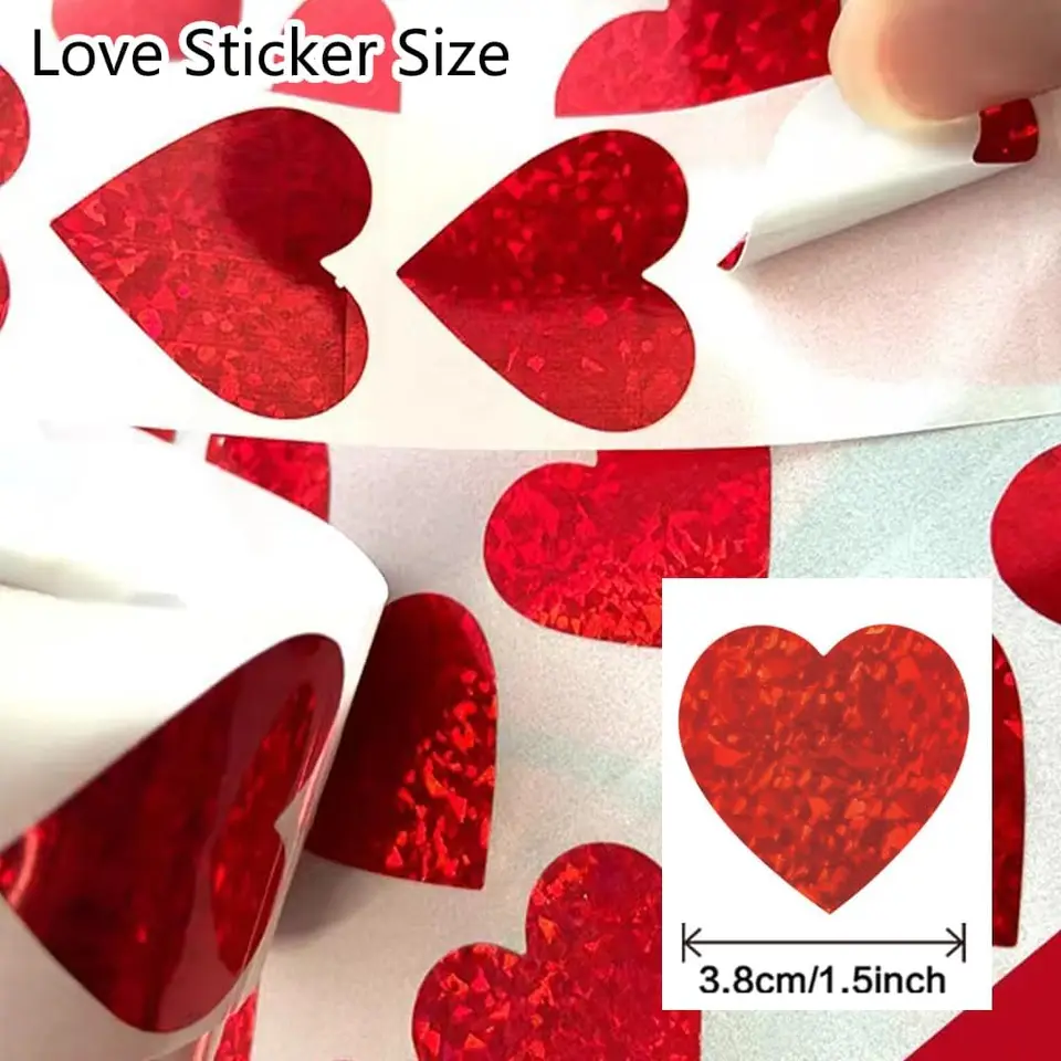500 PCS Heart Stickers Roll – Valentine's Day Colorful DIY Decorative Labels - View #5