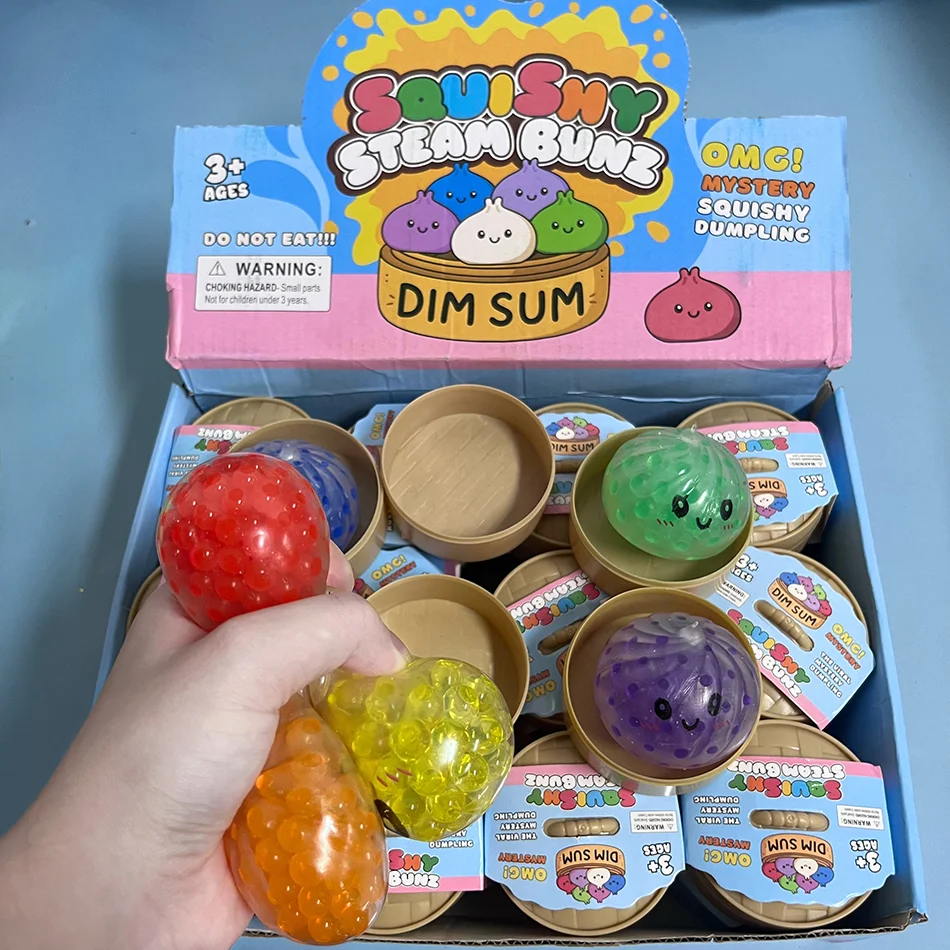Vibrant Mini Glitter Dumpling Squishy Stress Relief Toy Set