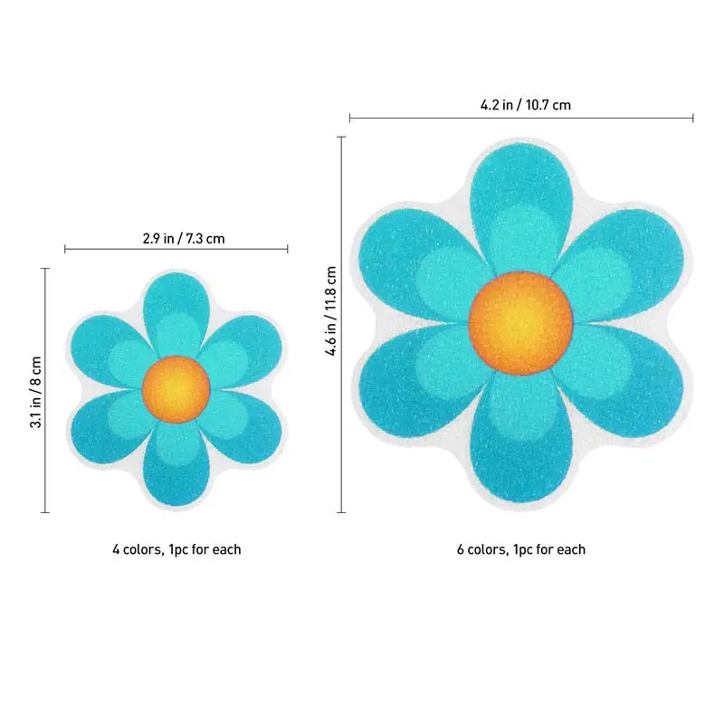 10pcs Anti Slip Bathtub Stickers Colorful Flower Self-Adhesive Non Slip Bathtub Mat Anti Stickers Bath Tub Bathroom