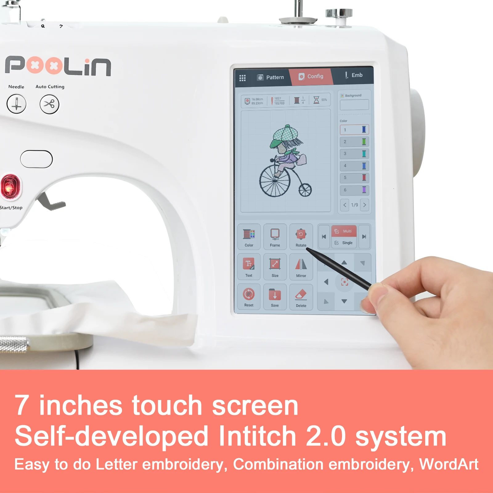 Poolin Computered Embroidery Machine Clothes Combo Include Threads&Tear Away Stabilizer&Bobbins Homeuse Embroidery Machine embroidery machine