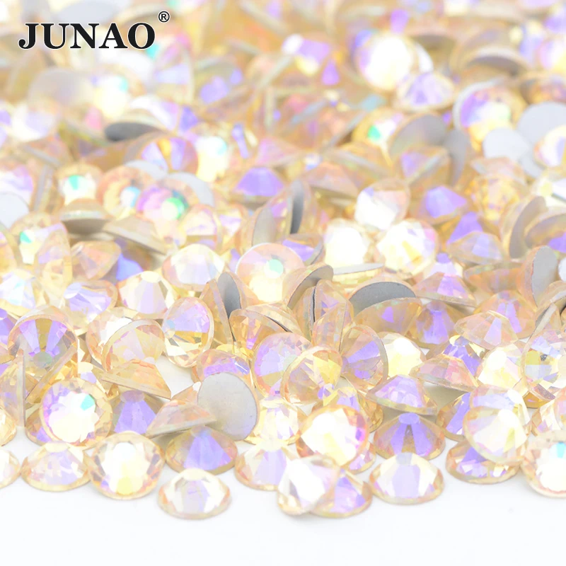 JUNAO SS6 SS8 SS16 SS20 Aurora Red AB Glass Crystal