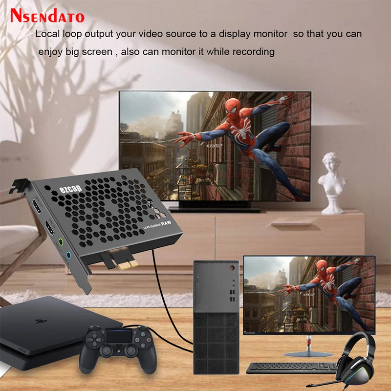 ezcap 324B PCIE HDMI video Game board capture Card switch Loop 4k 30fps HDMI Video capture TV Tuner Recording for Laptop PC