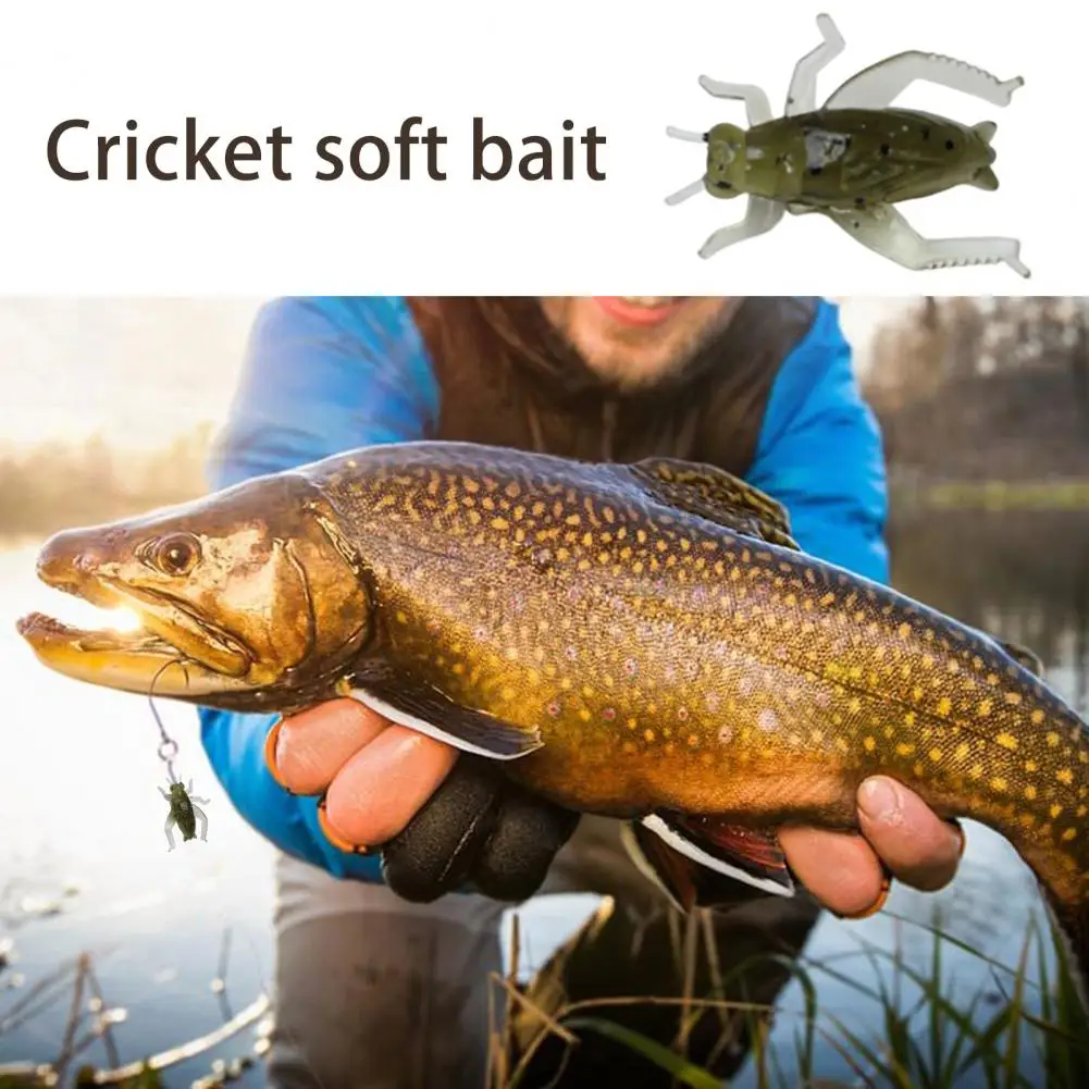 2.5cm/0.6g Soft Lures Mini Flexible Insect Cricket Floating Freshwater Swimbaits Silicone Angling Baits Fishing Supplies