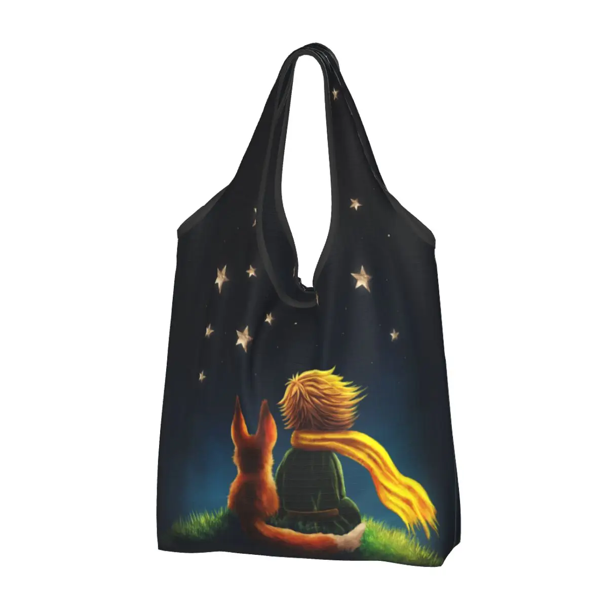 

Сумка для покупок Little Prince, вместительные сумки с рисунком лисы, звезды, сказки, переработанные сумки, моющаяся сумка