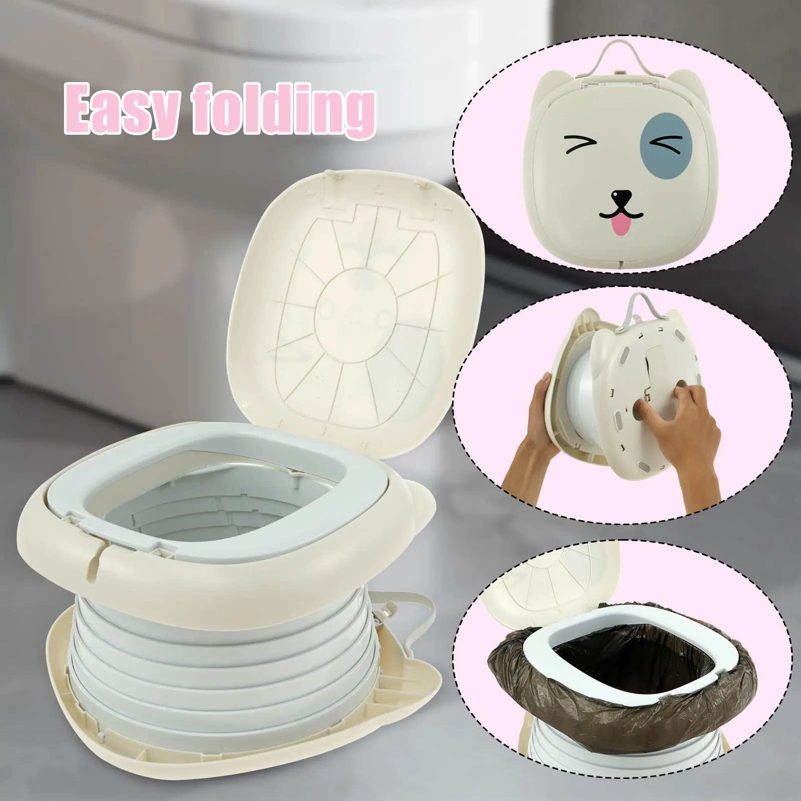 Travel Potty for Kids Toddler ABS Plastic Portable Potty with Stable Anti-slip Bottom Sturdy Curve Design Foldable Potty with