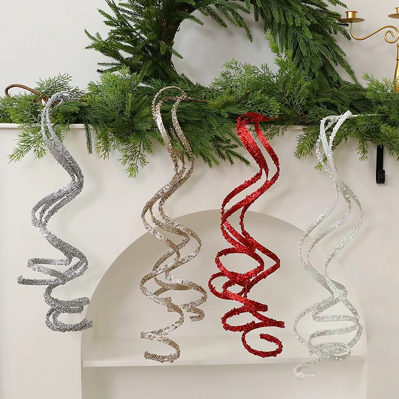 60cm /85cm Artificial Christmas Glitter Branches Handmade Sequins Simulated Christmas Branches Elegant DIY Christmas Decor