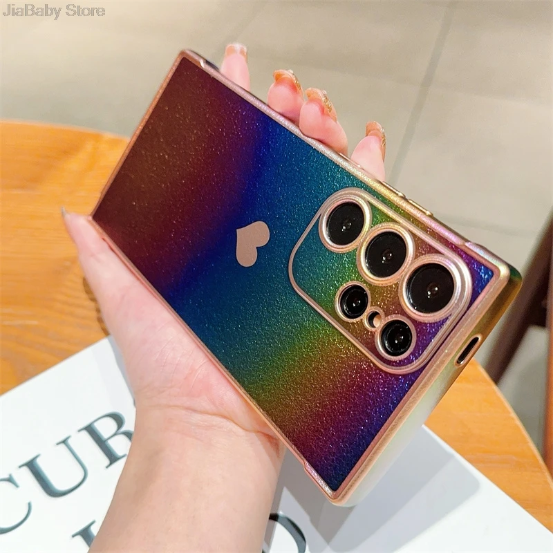Luxury Rainbow Liquid Phone Case With Camera Protection & Holder_voghion.com