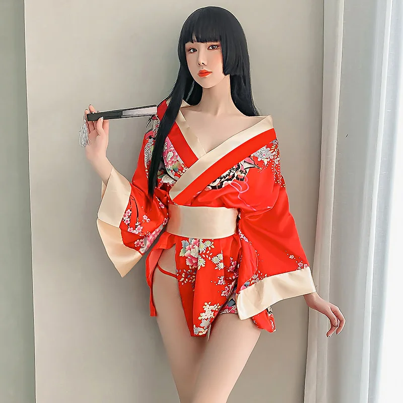 

Women Bathrobe Yukata Costumes Pajamas Belt Erotic Lingerie Set Sex Porn Clothes Hot Sexy Japanese Geisha Cosplay Kimono Outfit