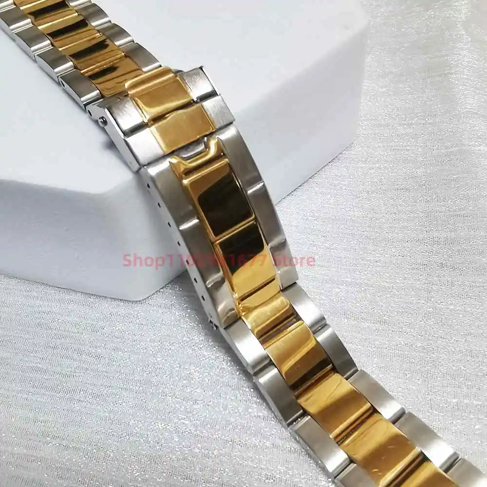 Middle Gold Vintage Stainless Steel 20mm Oyster Curved End Watch