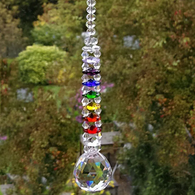 Clear Crystal Ball Prisms Suncatcher Fengshui Pendant Hanging Ornament Rainbow Maker for Home Garden Decoration