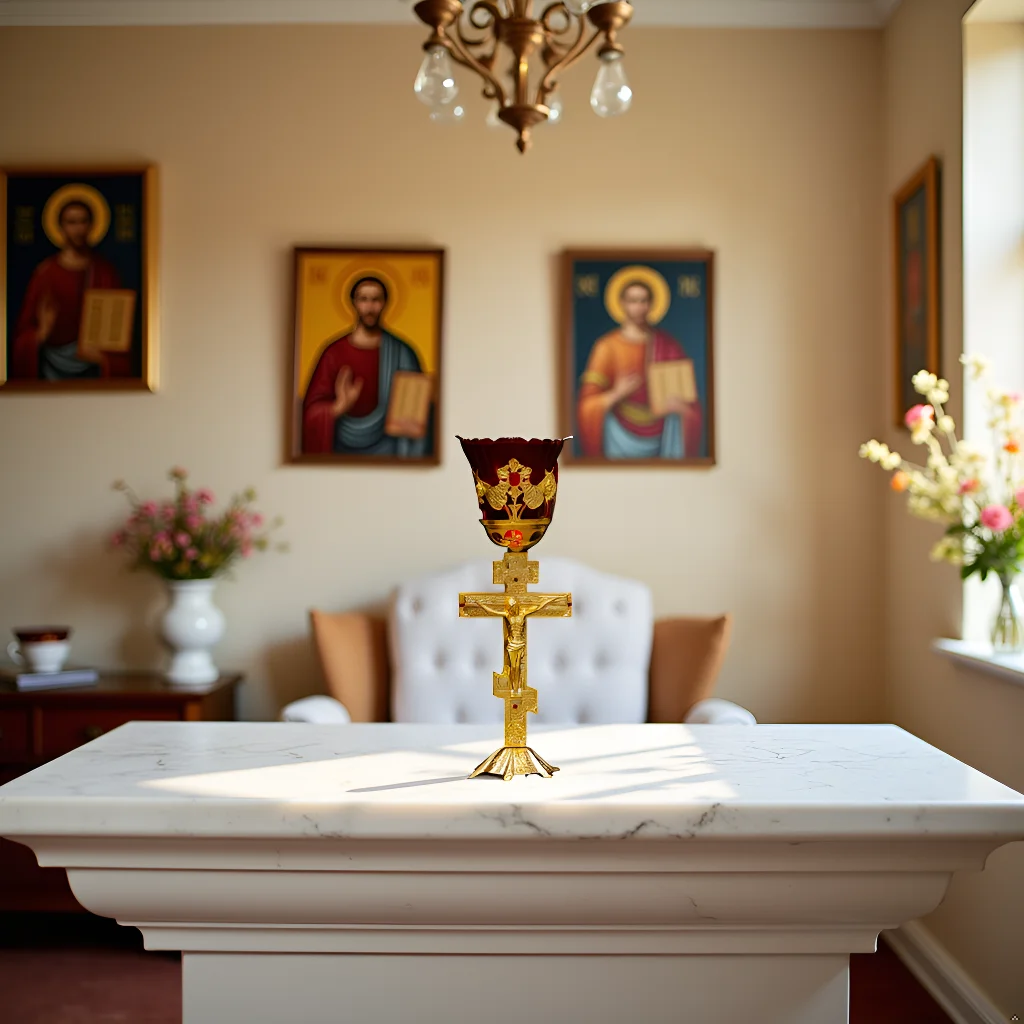 Neuer Orthodoxer Kirchen-Kerzenhalter Jesus-Kruzifix Kelch Vergoldetes Jesus-Kreuz Kirchen-Messe-Eucharistie-Zubehör Kirchenkelch – Detail 7