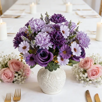 Bouquet da sposa con fiori artificiali, ghirlanda di rose, decorazione per matrimoni all'aperto, giardino, cortile, casa, ufficio, tavolo, regali fai da te, accessorio