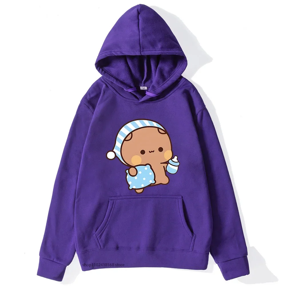 Couple Hoodies Kawaii Cute BuBu Panda Going To Sleep with DuDu Bear Graphic Sweatshirt Men Women Clothes Long Sleeve Pullover