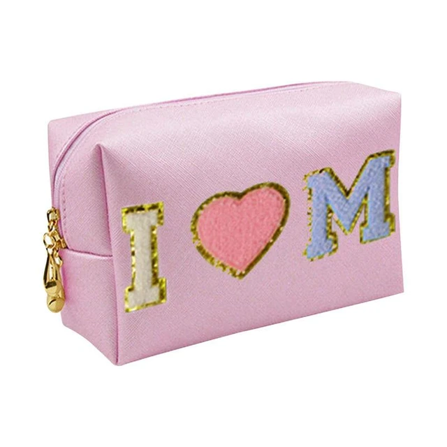  4 Pcs Preppy Makeup Bag Chenille Letter Nylon Cosmetic