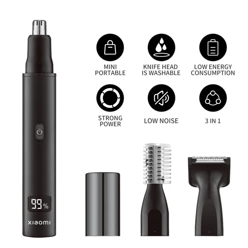 Xiaomi NEW Electric 3 in 1 Hair Clipper Nose Ear Hair Trimmer for Men Painless Rechargeable Sideburns Eyebrows Beard Shaver 5