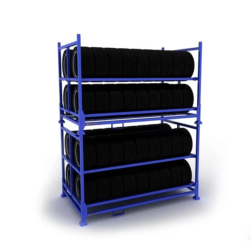 Tire Storage Stack Rack Industrial Warehouse Tire Storage Rack Heavy Metal Tire Stacking Rack ...