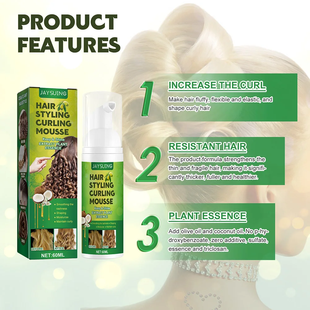60ml Hair Sculpting Mousse Professional Curly Hair Styling Cream Natural Fluffy Moisturizing Women Haircare Products curly hair mousse