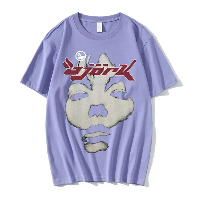 90s Vintage Bjork Look Graphics Print T Shirt Summer Short Sleeve