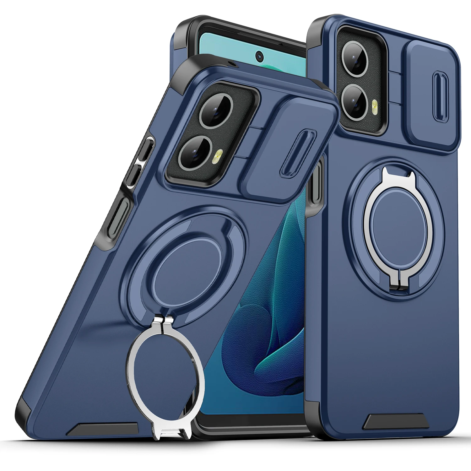 Luxury Armor Phone Case with Magnetic Bracket & Lens Protection - Shockproof Cover