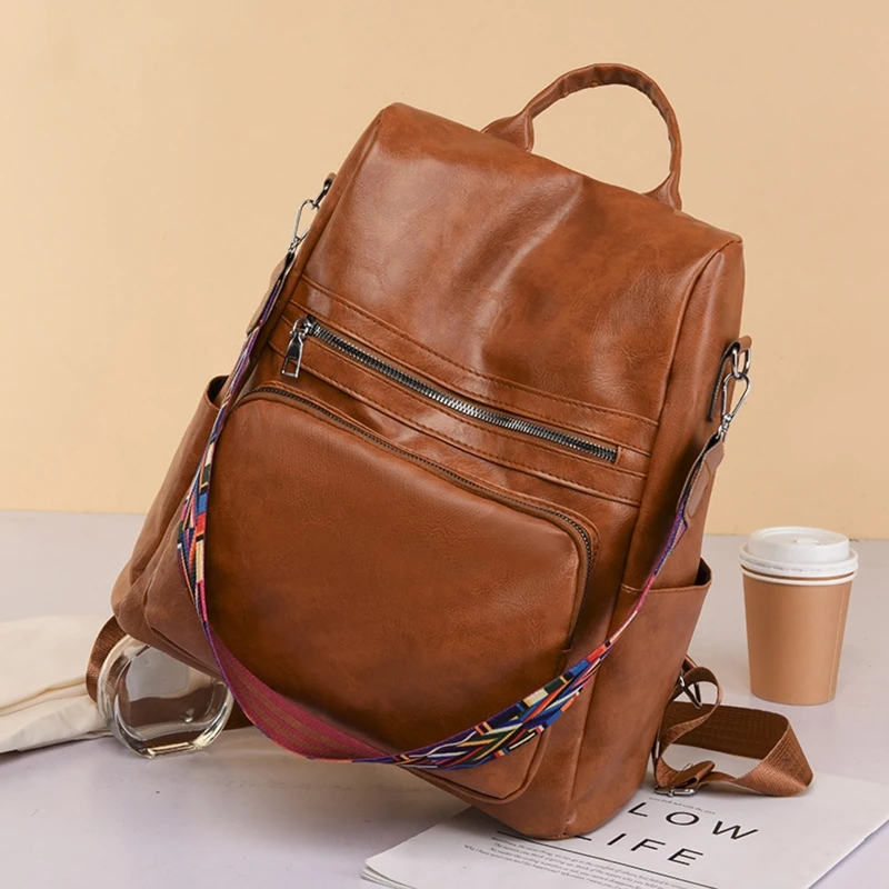 Backpack Purse for Women Fashion PU Leather Travel Large Ladies Shoulder Bag Anti-theft Rucksack Casual Daypack